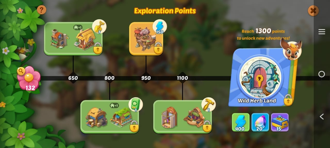 Family Farm Adventure exploration points path with milestone rewards.