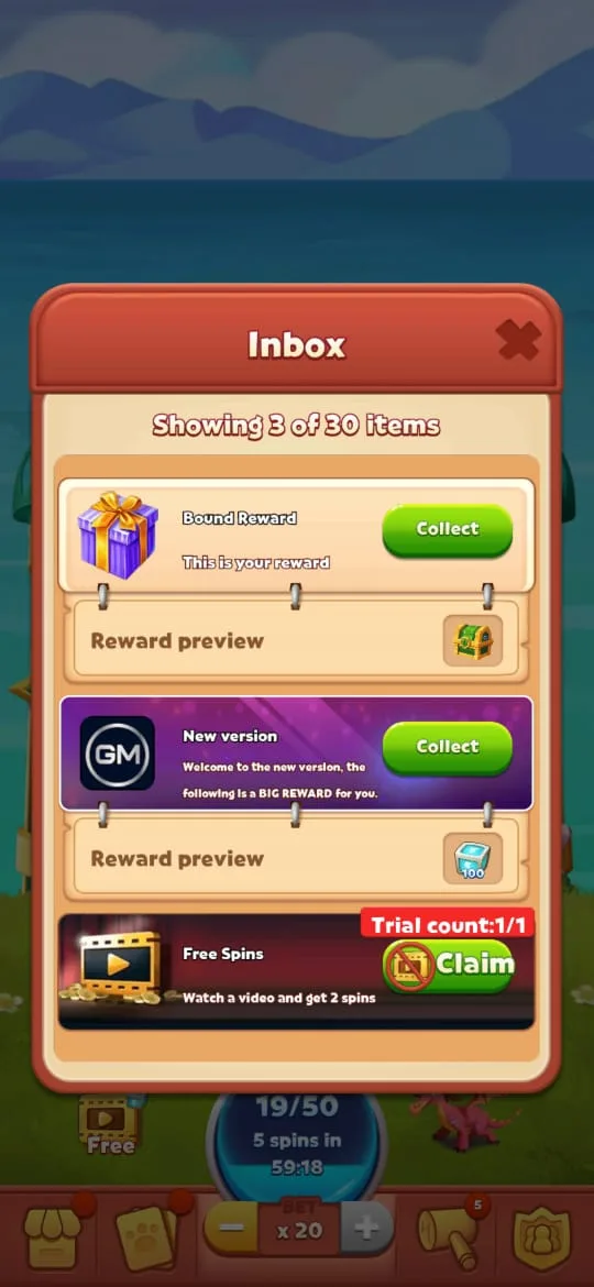 coin tales inbox rewards